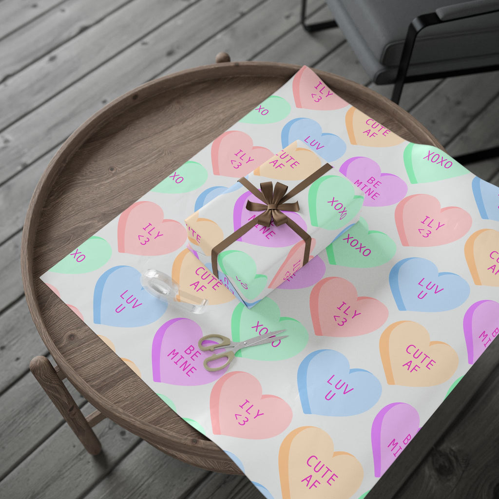 Conversation Heart Wrapping Paper — Cute AF Valentine Gift Wrap