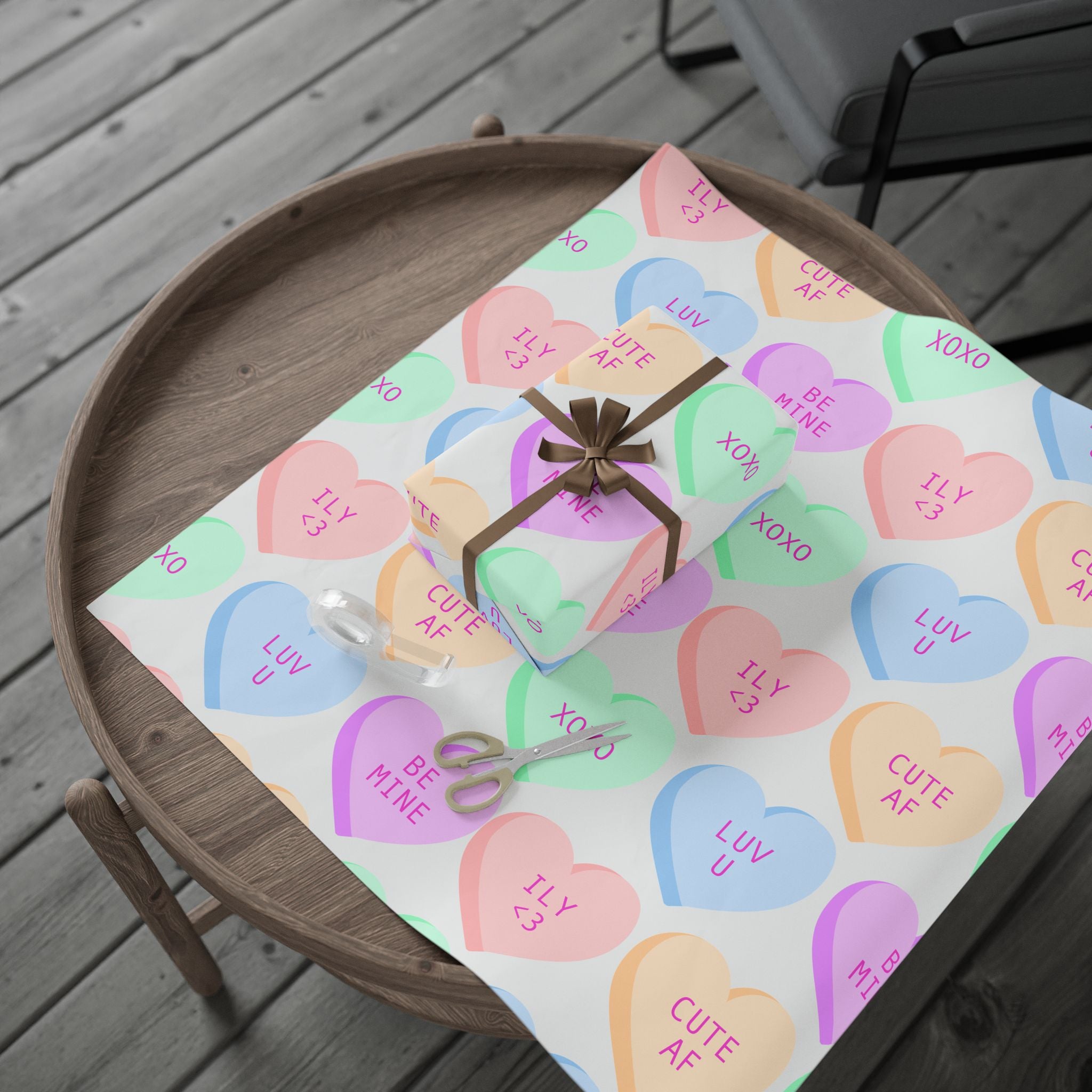 Conversation Heart Wrapping Paper — Cute AF Valentine Gift Wrap