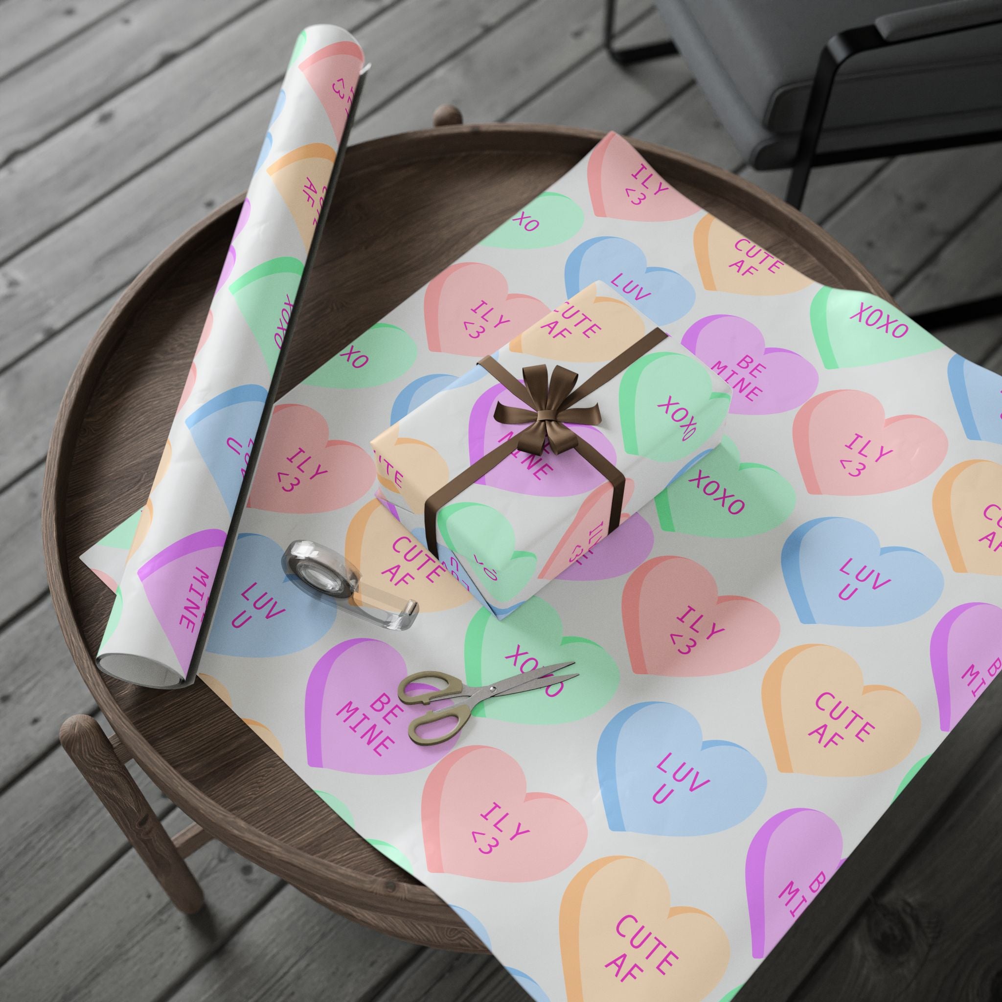 Conversation Heart Wrapping Paper — Cute AF Valentine Gift Wrap