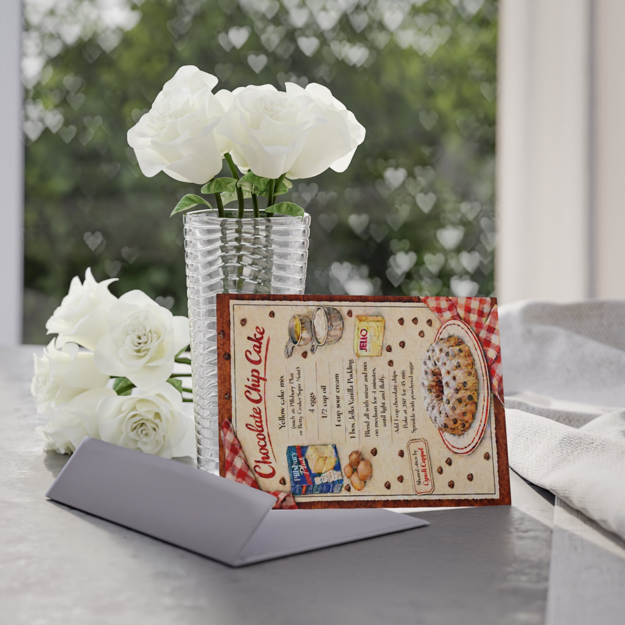 Holiday Card — Chocolate Chip Cake Recipe One-Sided Greeting Card